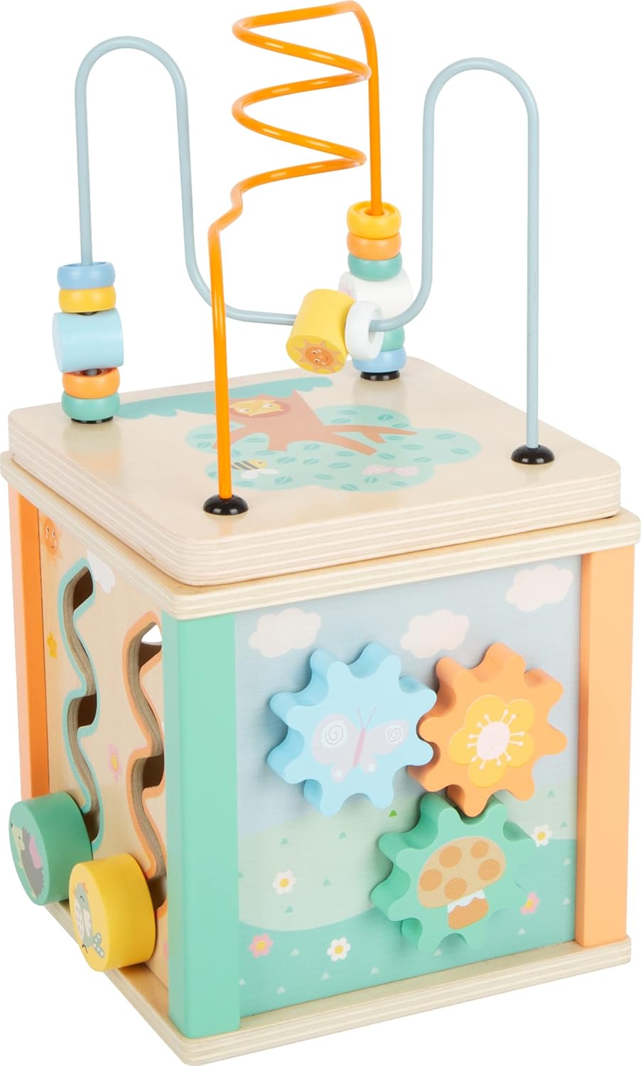 small foot Motorikwürfel Pastell, Motorikspielzeug für Kleinkinder, bespielbar von fünf Seiten, ab 1