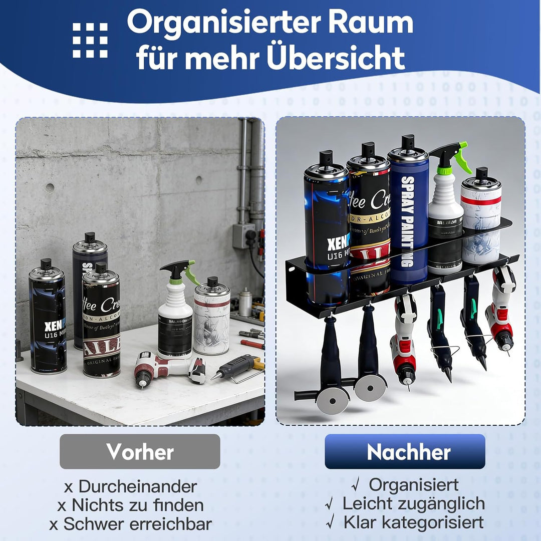 Heavy-Duty Steel Aerosol Spray Can Holder Rack - 2 Pack | Wall Mounted Organizer Holds 10 Cans | Eas