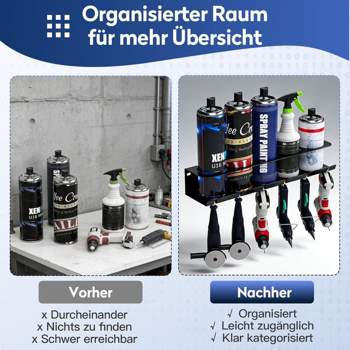 Heavy-Duty Steel Aerosol Spray Can Holder Rack - 2 Pack | Wall Mounted Organizer Holds 10 Cans | Eas