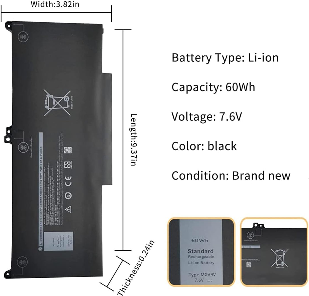 AKKEE MXV9V Laptop Akku für Dell Latitude 5300 5310 7300 7400 E5300 E5310 E7300 E7400 Inspiron 7300