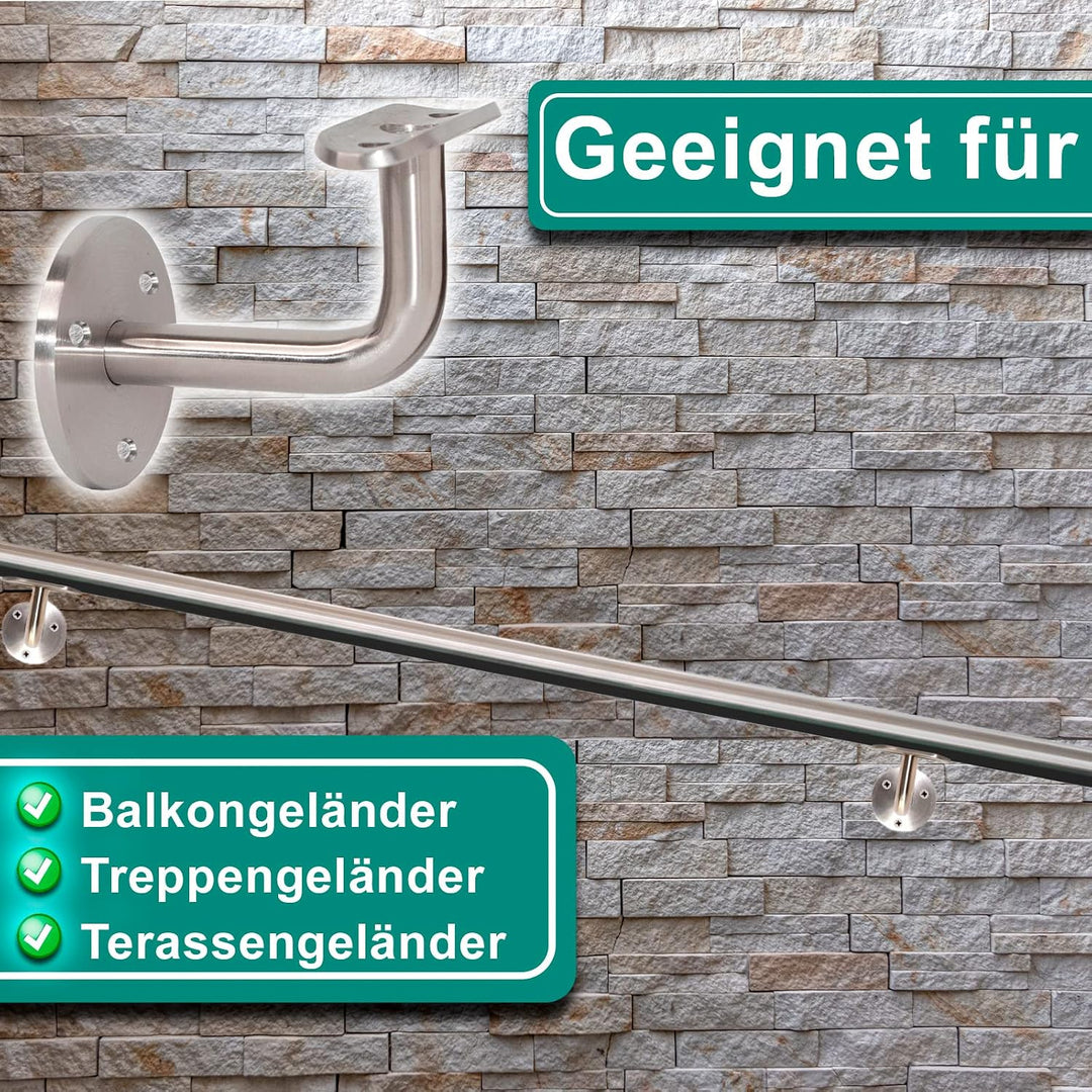 PRIOstahl Handlaufhalter Handlauf Wandhalter Handlaufstütze - 4 x Handlaufträger an die Wand für 42,