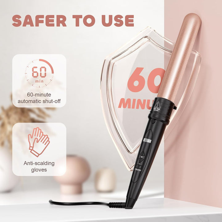 NWOUIIAY Lockenstab 5 in 1 LCD Lockenstab Grosse Locken & Kleine Locken, Lockenstäbe mit Keramikbesc