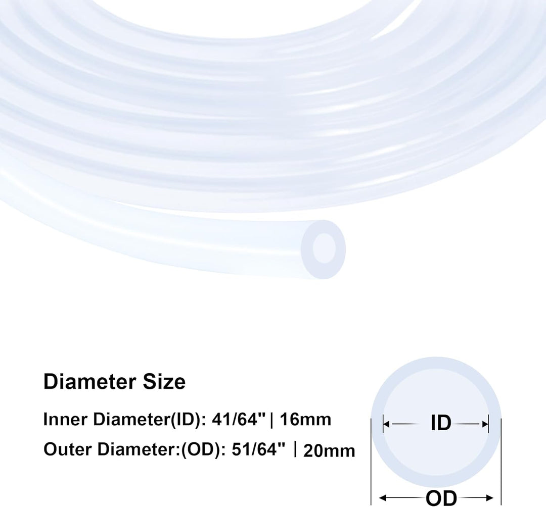Silikonschlauch,Länge 1,5 Meter,16mm ID x 20mm OD Flexibler Transparenter Lebensmittelechter Schlauc