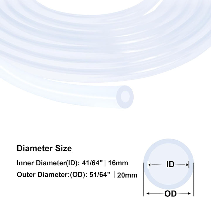 Silikonschlauch,Länge 1,5 Meter,16mm ID x 20mm OD Flexibler Transparenter Lebensmittelechter Schlauc