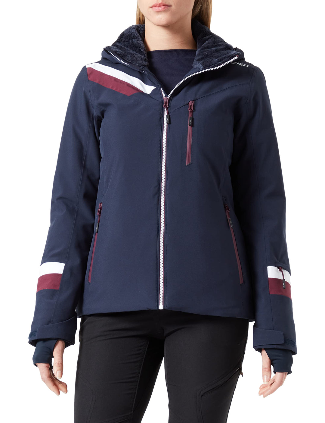 CMP Damen Damen-skijacke mit Abnehmbarer Kapuze GIACCHE 36 Schwarz Blau, 36 Schwarz Blau