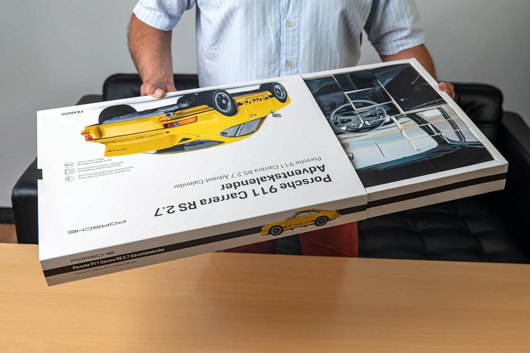 FRANZIS 55155 - Porsche 911 Carrera RS 2.7 Adventskalender, Metall Modellbausatz im Massstab 1:24, i
