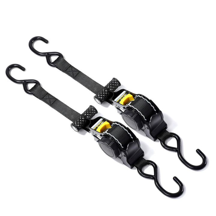 Automatik Spanngurt - 2.5 cm x 3 m - Spanngurte mit Ratsche (2 Stück) - mit Haken 680 kg Bruchfestig