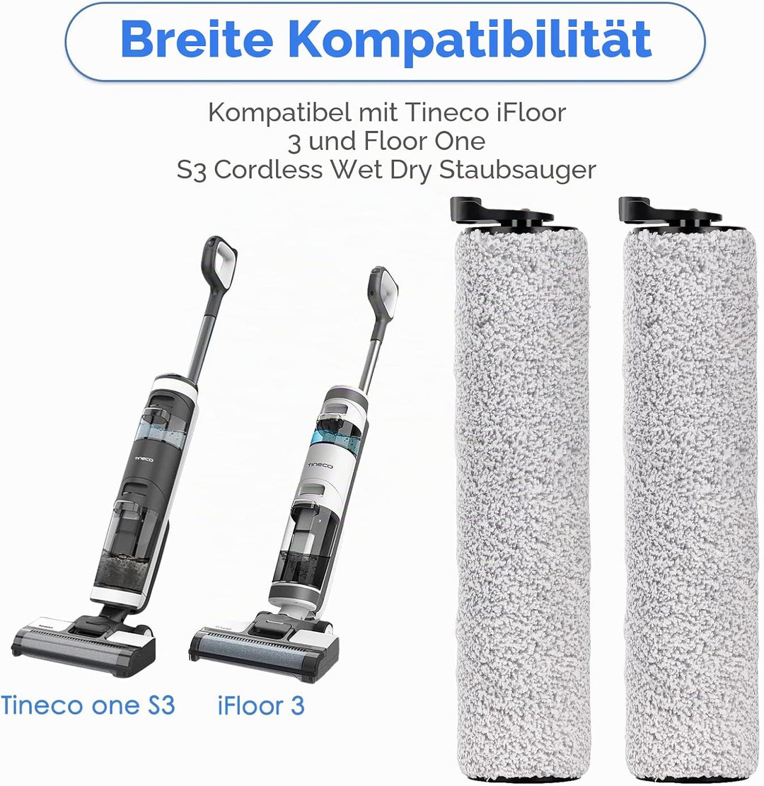 Ersatz-Bürstenwalzen Kompatibel mit Tineco iFloor 3 / Floor One S3 / iFloor 2 Schnurlosem Nass- und