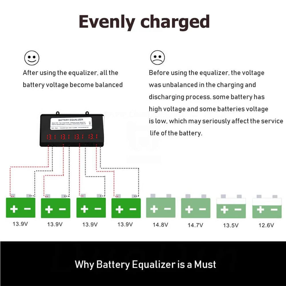 SolaMr 48V Batterie-Equalizer 4x12V Batterie Ausgleicher Battery Balancer Equalizer für Gel/Hochwass