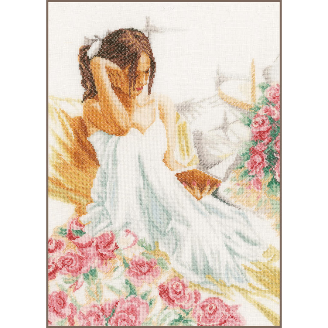 Lanarte Zählmusterpackung Lesend Leinen Kreuzstichpackung, Baumwolle, Mehrfarbig, 30 x 40 x 0.3 cm M