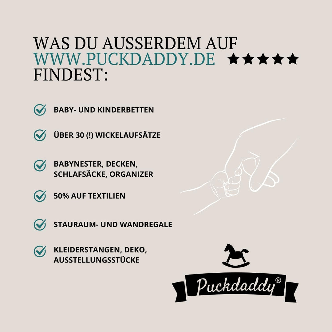 Puckdaddy Moritz, Premium Wickelaufsatz kompatibel mit IKEA Malm Kommoden u.Ä. | 80x78x10 cm | Wicke