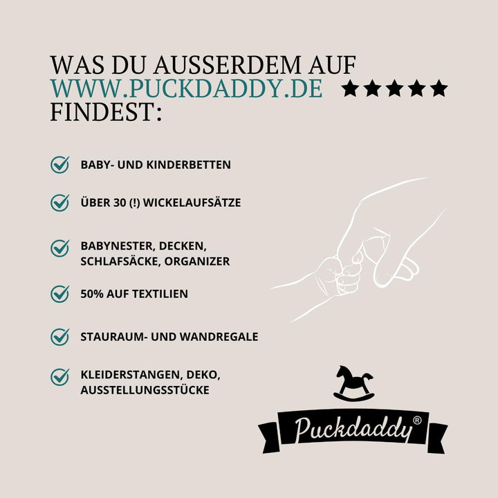 Puckdaddy Moritz, Premium Wickelaufsatz kompatibel mit IKEA Malm Kommoden u.Ä. | 80x78x10 cm | Wicke