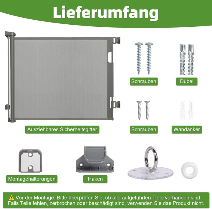 Dioxide Treppenschutzgitter Ausziehbar für Babys, 0-150 cm, Treppenschutzgitter für Kinder und Hunde