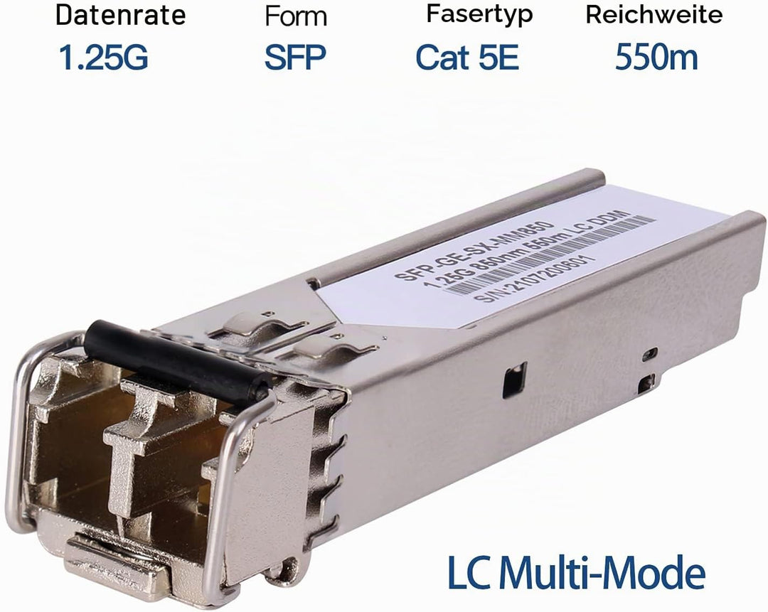 4 Stück 1,25G 850nm Multimode SFP LC Transceiver Glasfasermodul 550 Meter 1000Base-SX LC MMF für Cis