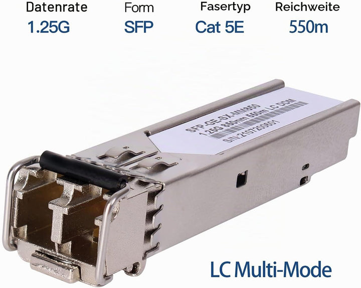 4 Stück 1,25G 850nm Multimode SFP LC Transceiver Glasfasermodul 550 Meter 1000Base-SX LC MMF für Cis