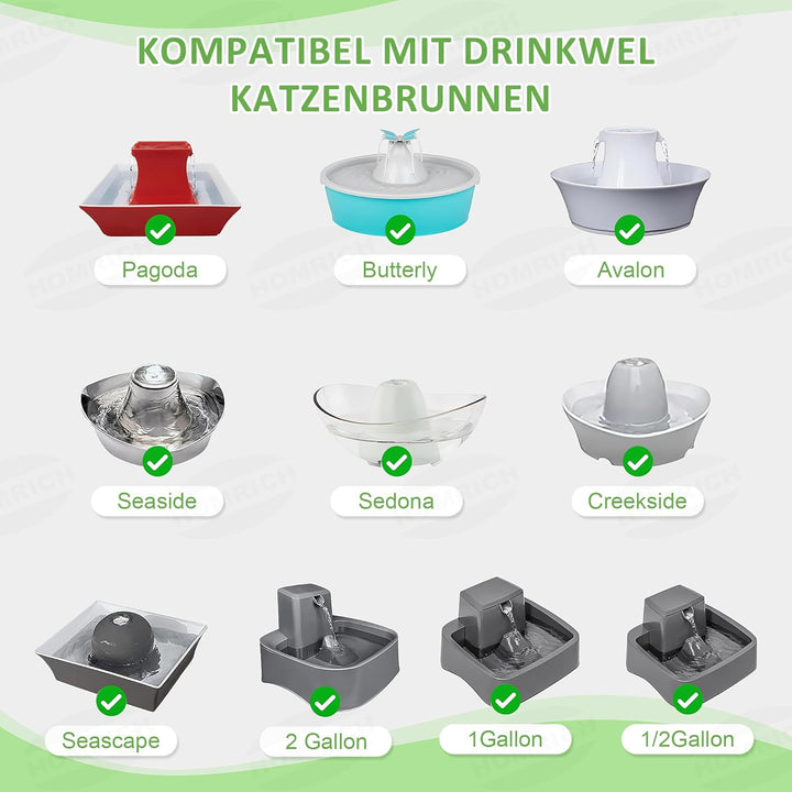 Katzenbrunnen Filter für PetSafe Drinkwell, 8 Pcs Ersatzfilter Trinkbrunnen Katzen & 8 Pcs Schaumfil