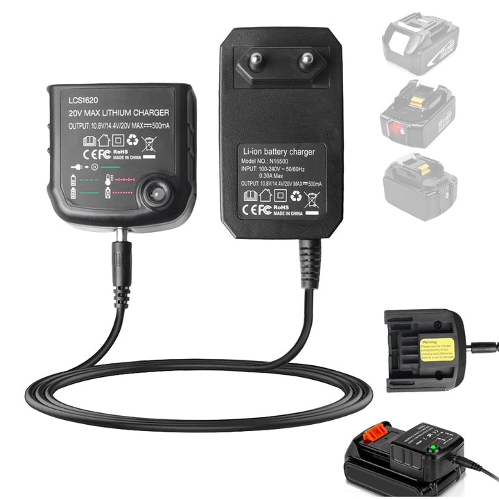 Ladegerät 18V/20V Lithium-Ionen kompatibel mit Black & Decker (BL2018, BL2018-XJ, BL1518, LBXR20-OPE