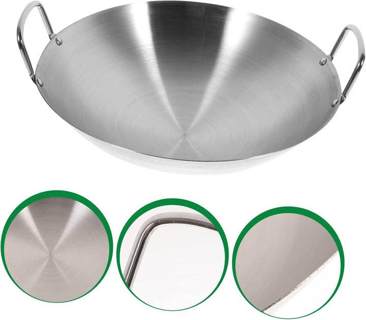 Housoutil Wok- Pfanne Antihaft- Edelstahl- Pfannenpfanne Traditioneller Chinesischer Wok Kratzfestes