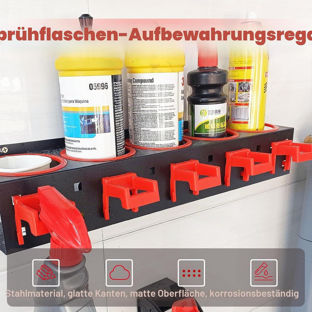 Sprühflaschenhalter, Sprühdosenhalter Spraydosenhalter, Stahl Wandregal Garagenwandregal mit 5 Haken