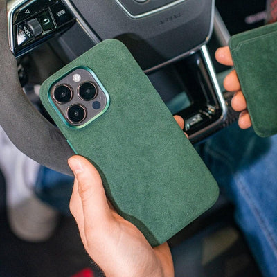 Alcanside Magnetische Alcantara Handyhülle kompatibel mit Magsafe für einfaches Magsafe kabelloses L
