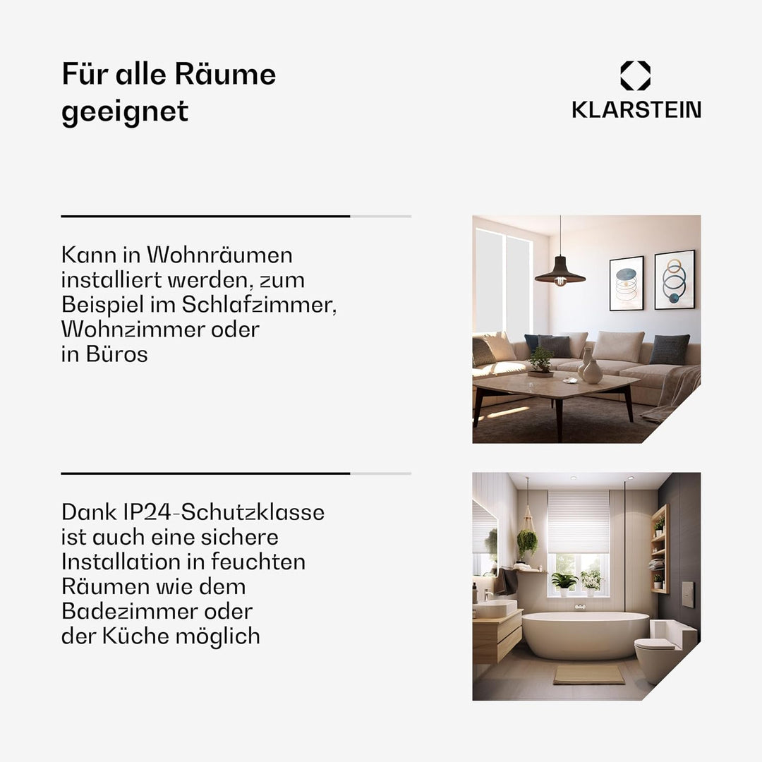 Klarstein Elektroheizung, Konvektor-Heizung mit Bodenrollen, Mobile Elektroheizung Energiesparend, S