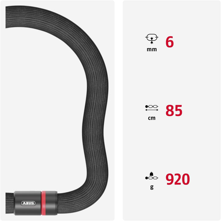ABUS Kettenschloss Goose Lock – biegsames, klapperfreies Fahrradschloss aus gehärtetem Stahl – 6 mm