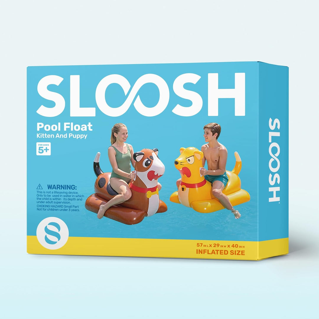 SLOOSH Aufblasbares Luftbett-Poolset für Wasserschlachten–Katze vs.Hund Schwimmplattform,2-in-1 aufb
