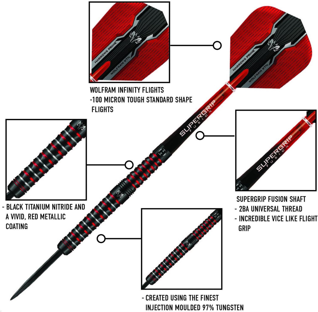 Harrows Wolfram Infinity 97% Tungsten Steel Tip Darts 24.0 Gramm, 24.0 Gramm