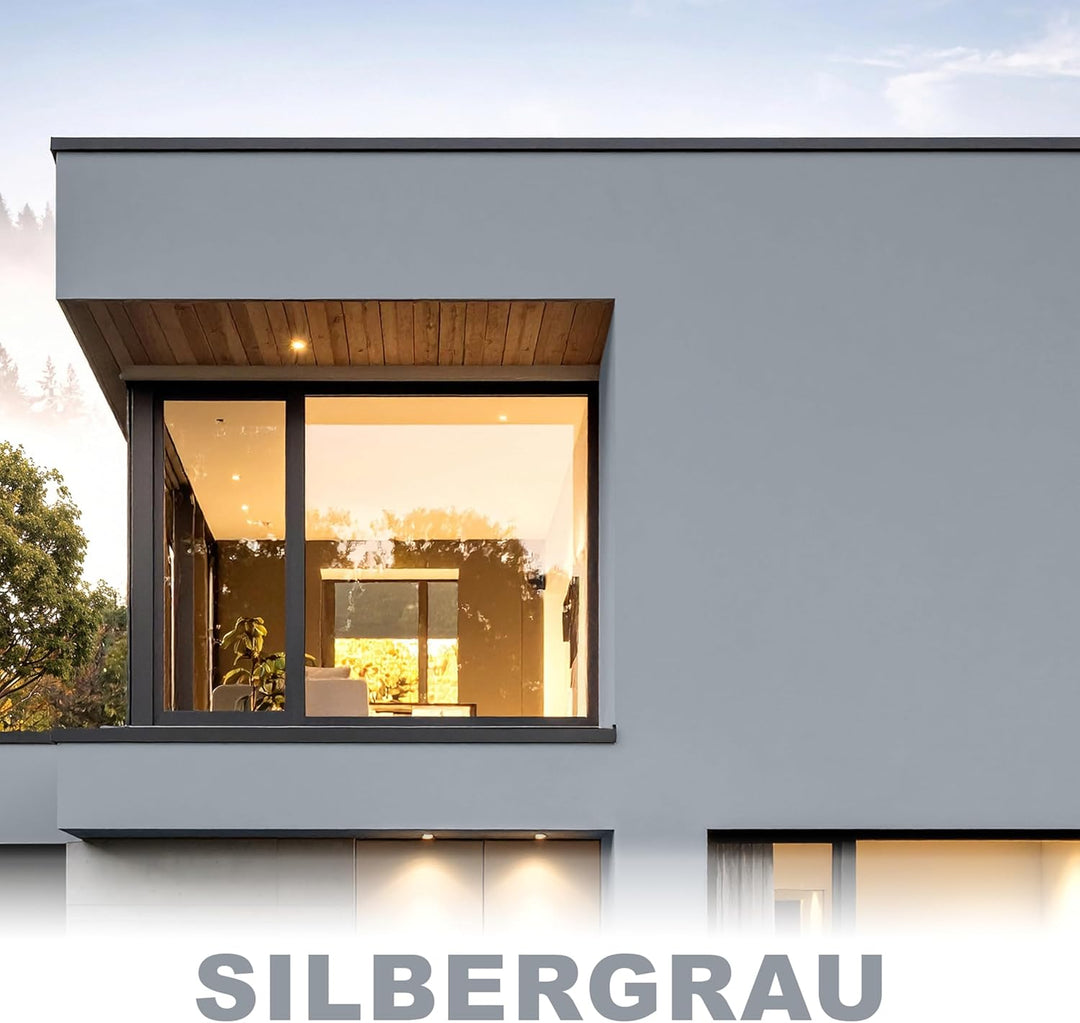 WO-WE Nano Fassadenfarbe W520 Wandfarbe für Aussen Mauer Fassade Silbergrau - 2,5L RAL 7001 ähnl. Si