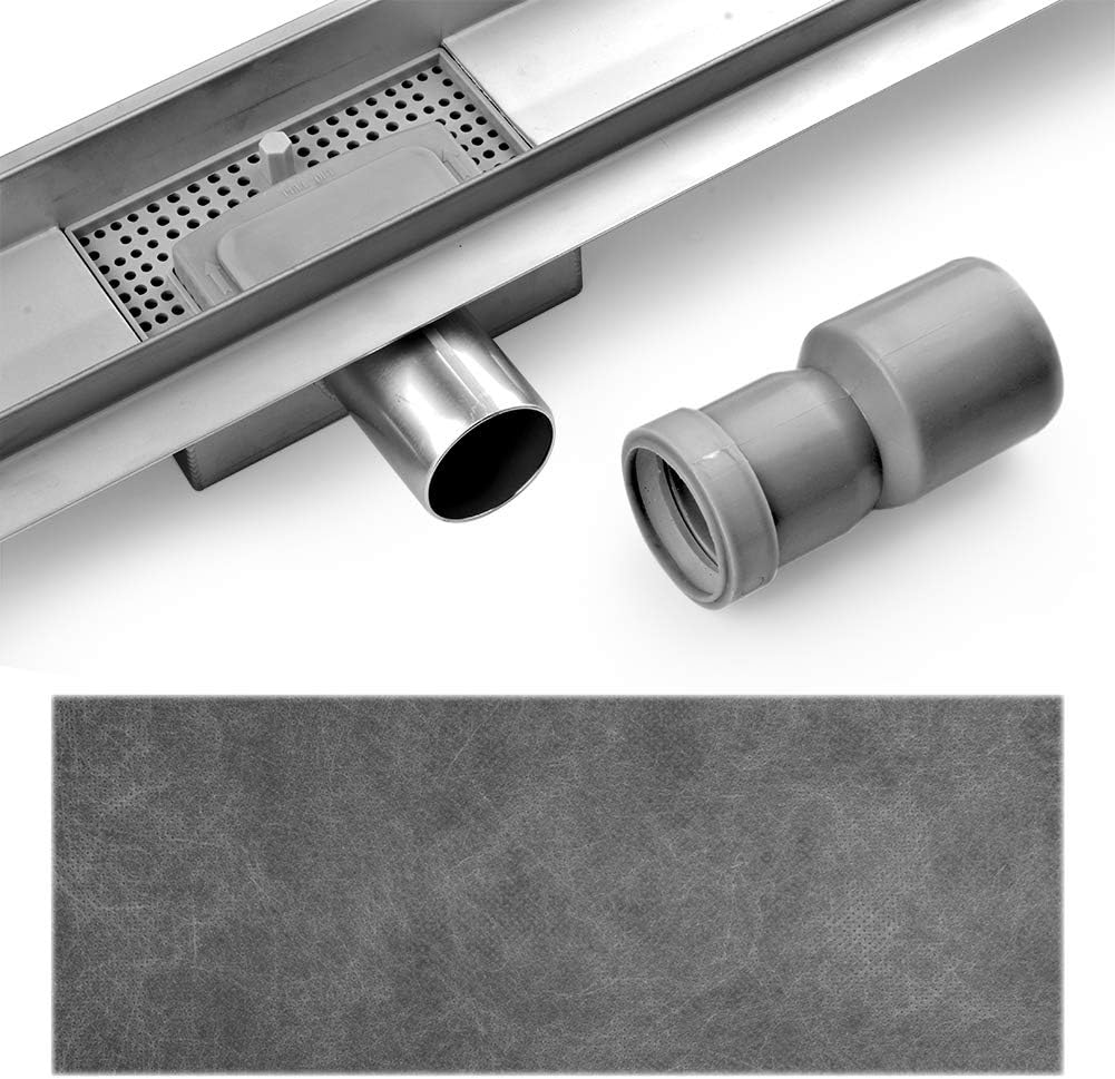 Duschrinne, 50cm,2 in 1,Siphon mit Geruchsstop und Haarsieb | Randablauf Befliesbar Edelstahl Ablauf