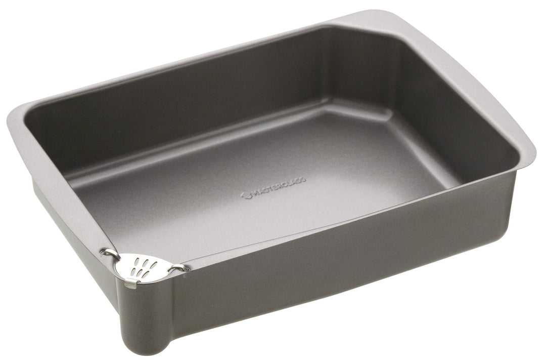 KitchenCraft KCMCHB31 Antihaft-Bratform mit Ausgiesser, Stahl, grau, 34 x 23 x 8 cm
