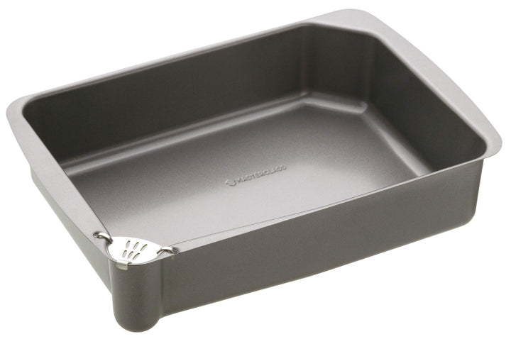 KitchenCraft KCMCHB31 Antihaft-Bratform mit Ausgiesser, Stahl, grau, 34 x 23 x 8 cm