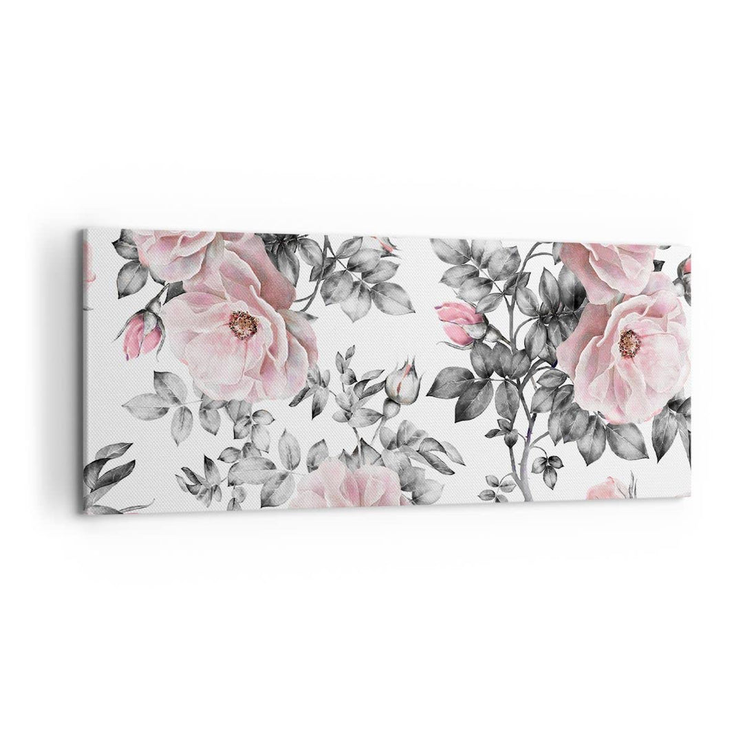 Wandbilder Dekoration Wohnzimmer Blumen Blätter Pflanze Rose Panorama Bilder auf Leinwand 120x50cm L