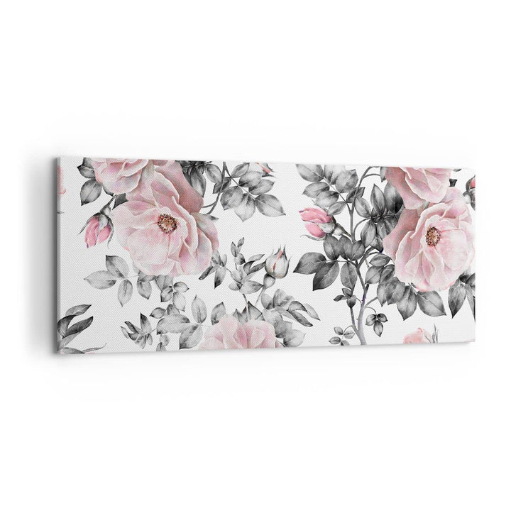 Wandbilder Dekoration Wohnzimmer Blumen Blätter Pflanze Rose Panorama Bilder auf Leinwand 120x50cm L