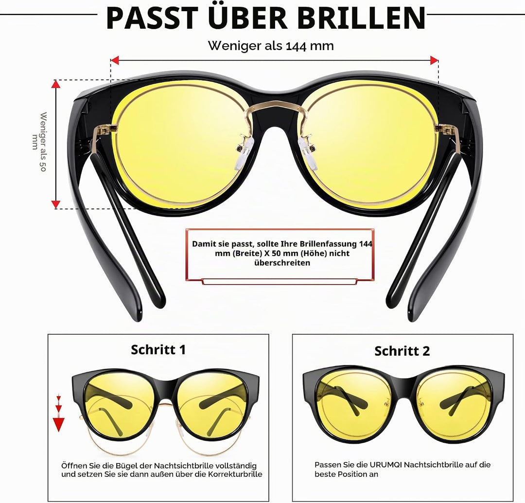 URUMQI Nachtsichtbrille für Autofahrer, Nachtfahrbrille Nachtbrille zum Autofahren Damen Herren, Aut