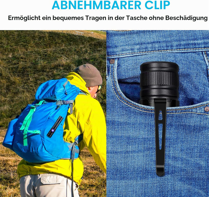 DARKBEAM UV Taschenlampe Schwarzlicht Aufladbar, Woodsche Lampe Schwarzlichttaschenlampen Ultraviole