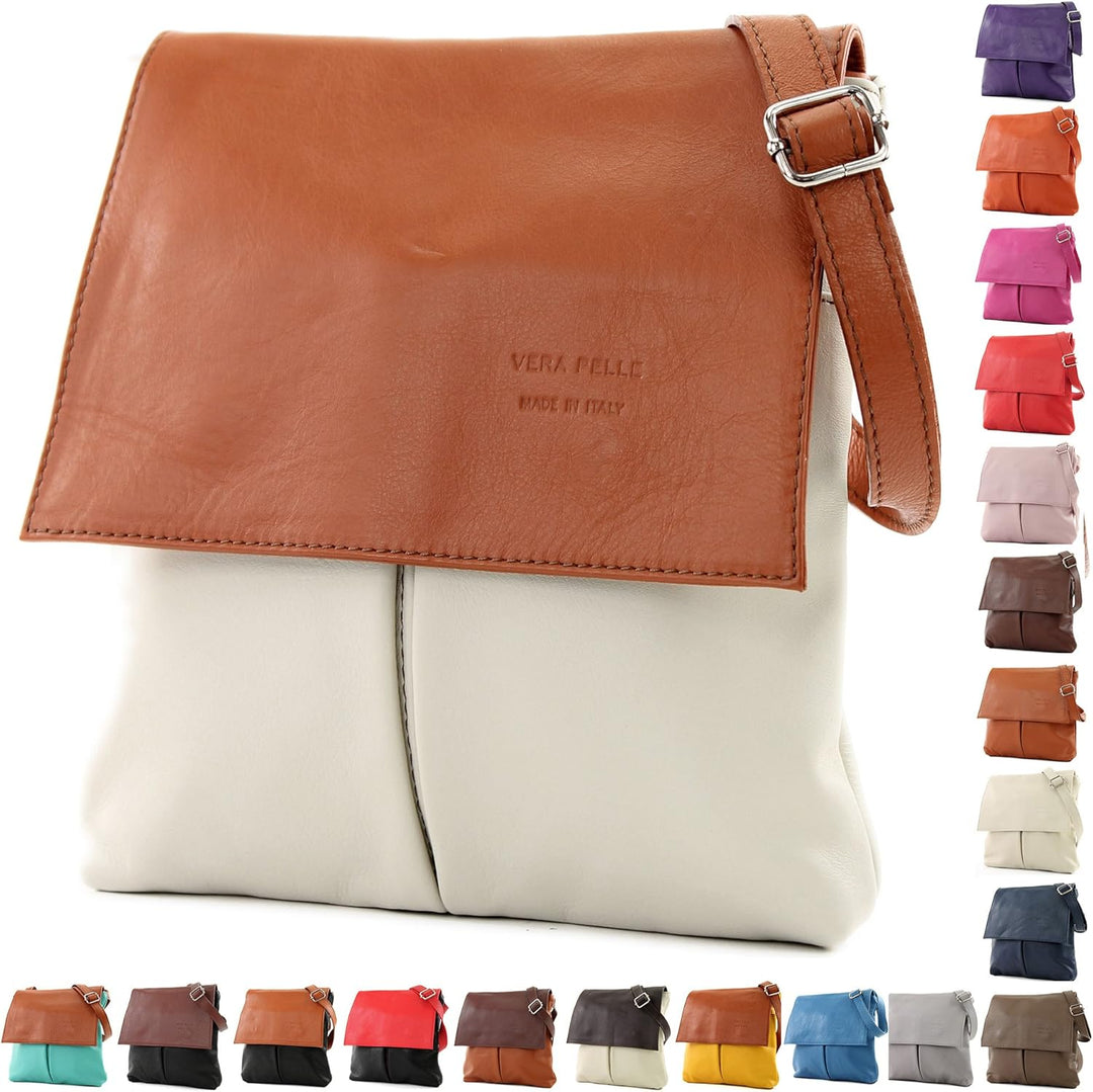 modamoda de - T63 - ital Umhängetasche Schultertasche Nappaleder Dunkelrot, Dunkelrot