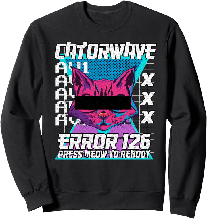 Japanische Katze Pastell Katorwave Retro 80er Jahre Vaporwave Ästhetik Sweatshirt