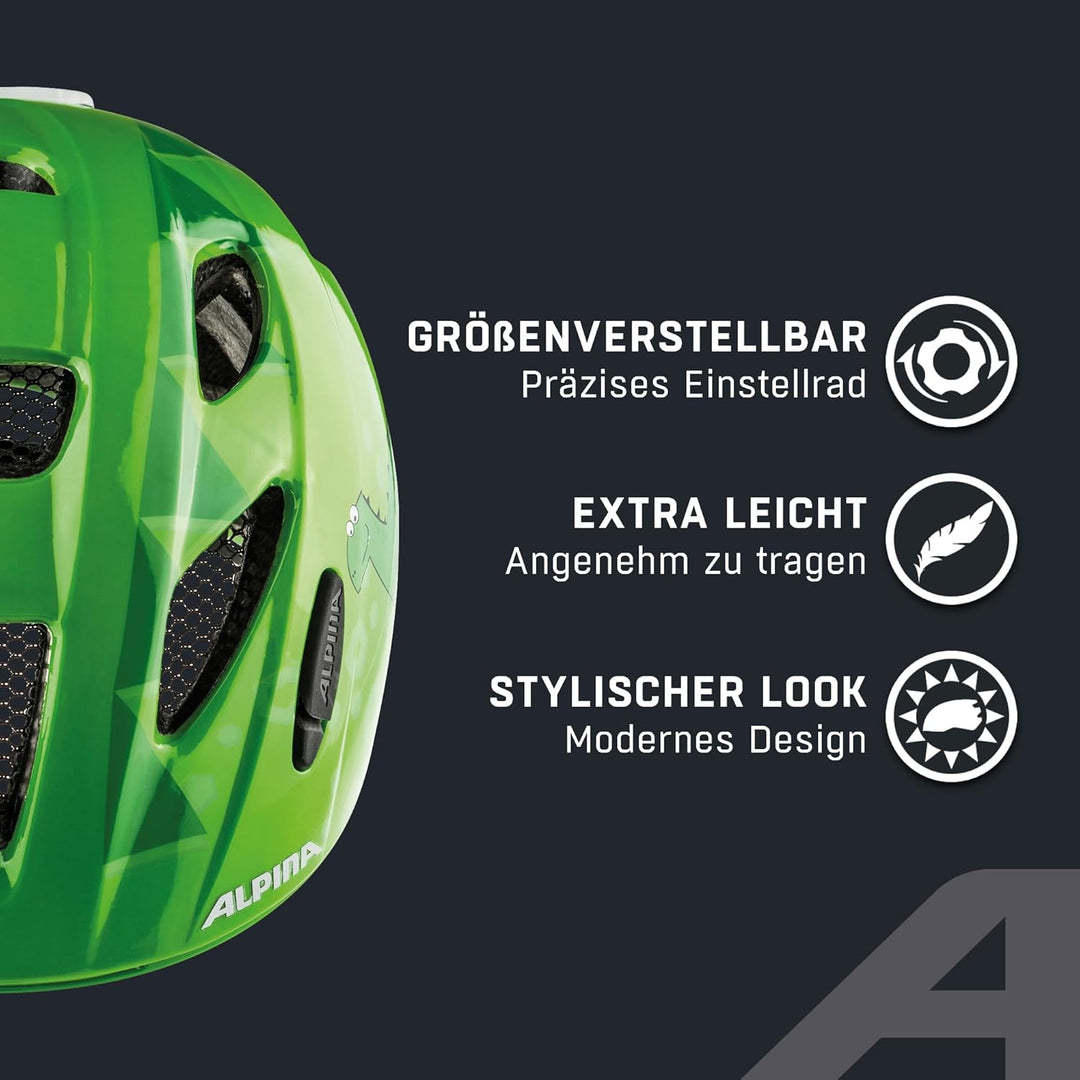 ALPINA XIMO FLASH - Beleuchteter, Reflektierender, Leichter & Anpassbarer LED Fahrradhelm Für Kinder