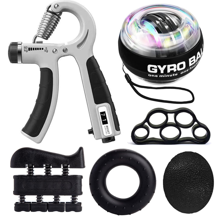 Handtrainer Fingertrainer, Griffkraft Trainer Training Set - 6er-Pack, Verstellbarer Grip Trainer, F