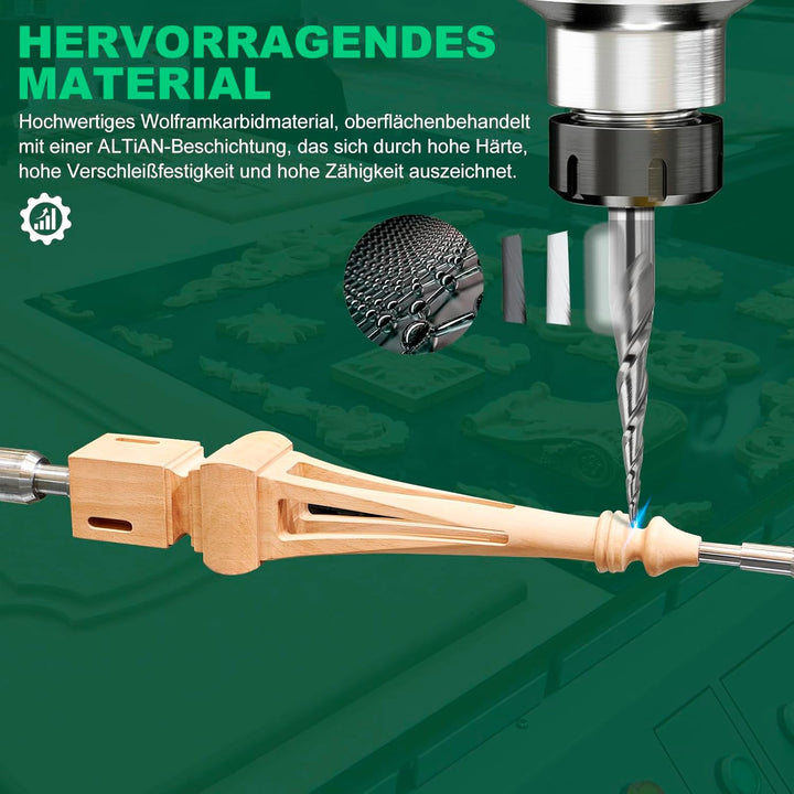 5 Stück Kugelkopffräser Set 0,25 mm Radius Holz CNC Fräser 3,175mm 1/8 zoll Schaft 2 Flöten Gesamtlä