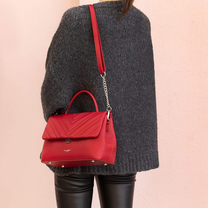 David Jones - Damen Umhängetasche - Frau Handtasche Gesteppte PU Leder - Steppmuster Tasche Mittelgr