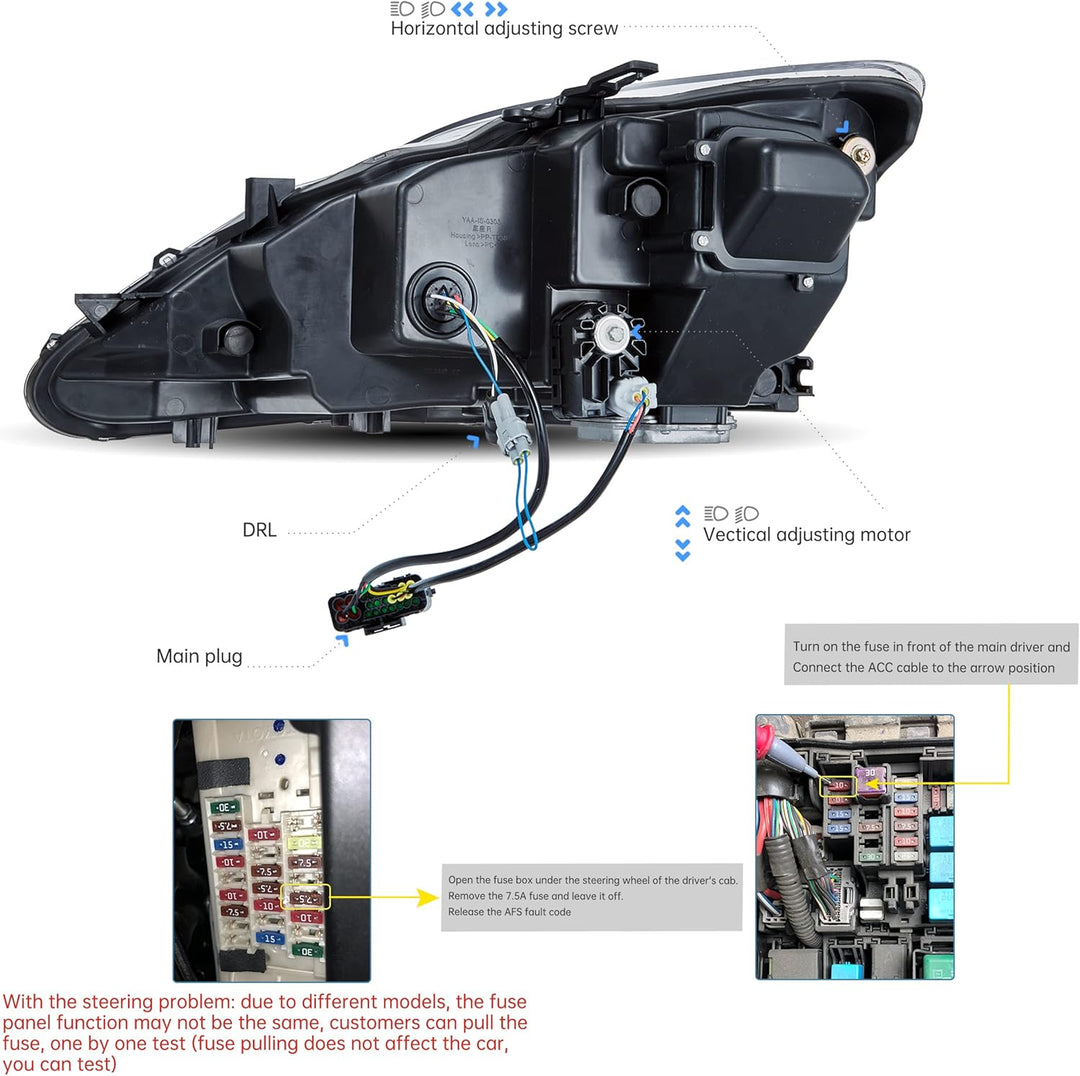 VLAND Scheinwerfer passend für L-exus IS250 IS220d IS350 2006-2012, Frontleuchte (Bernstein), Bernst