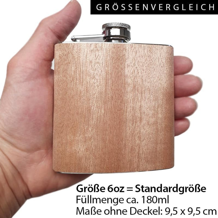 Der Berg ruft Flachmann Holz mit Gravur. Geschenk Ski fahren Flachmann Wandern Accessoires für Gipfe