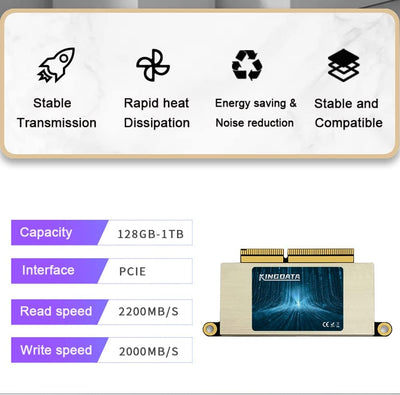 KINGDATA 512GB SSD für MacBook Pro A1708 PCIe Gen3x4 M.2 NVMe, interne Solid State Drive Upgrade für