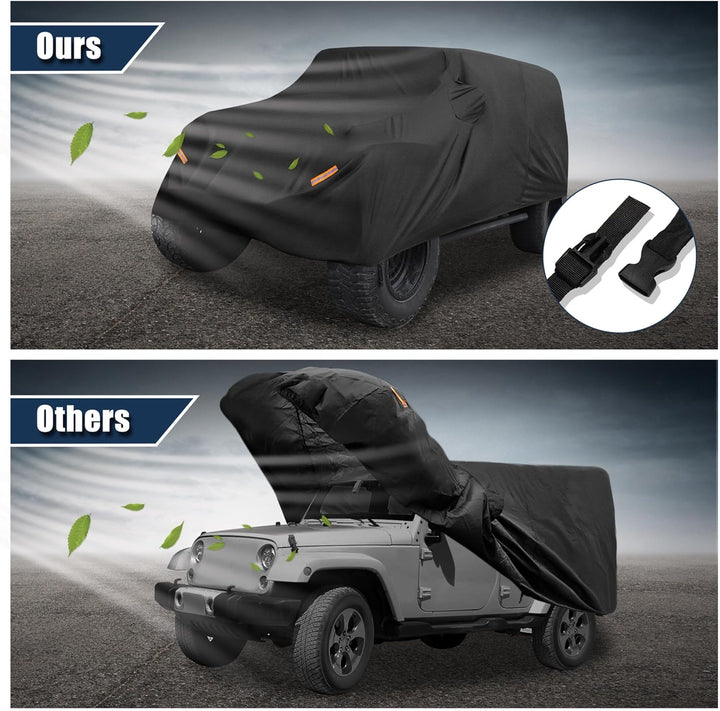 X AUTOHAUX SUV Auto Abdeckung für Jeep Wrangler JK JL 4 Türer 2007-2021 Wasserdicht Schwarz, Schwarz