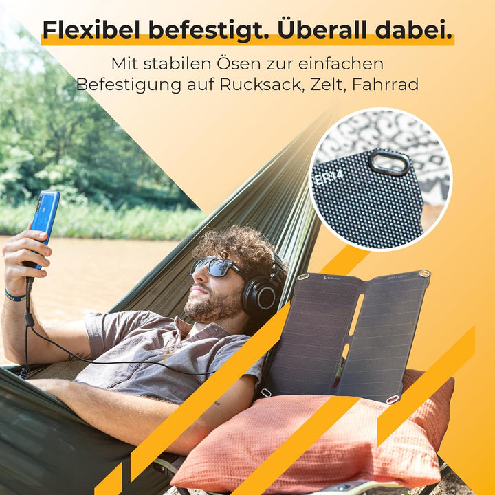 Sunnybag SUNBOOSTER 14 | Tragbares Solarladegerät mit 14 Watt | Faltbar, effizient, wasserfest | 2 U