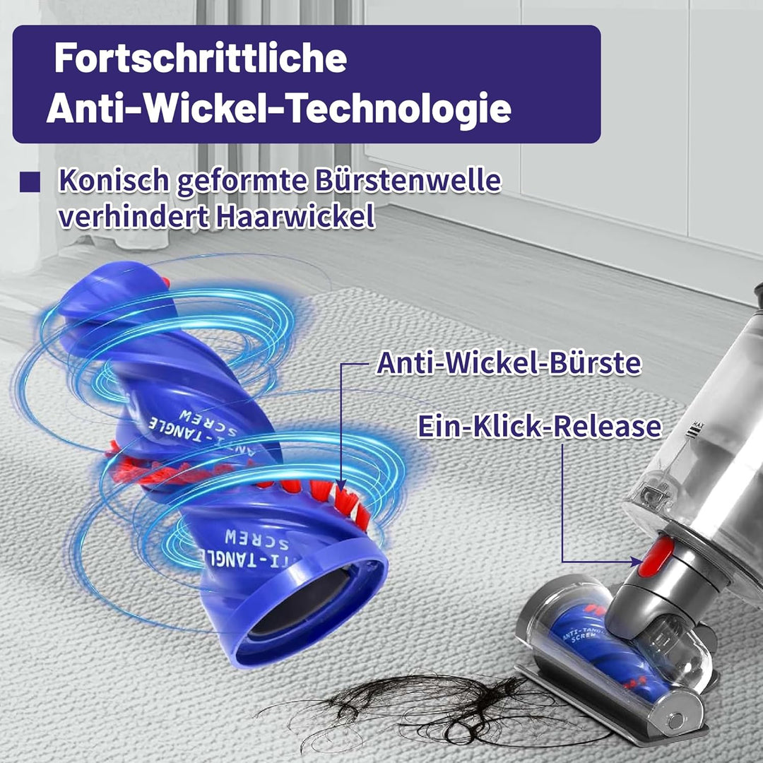 Upgrade Mini Elektrobürste für Dyson V7 V8 V10 V11 V15, Anti-Tangle Turbinendüse Aufsatz, Tierhaarbü
