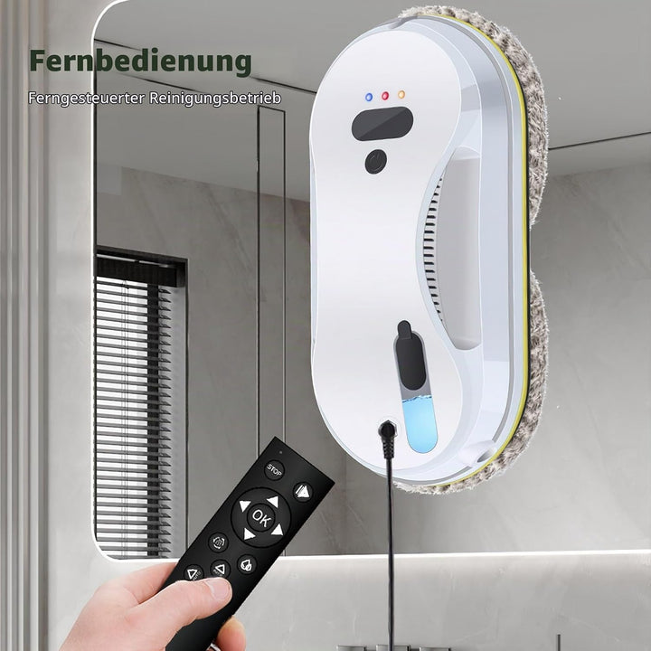 Fensterputzroboter mit Sprühfunktion, 5600 Pa Elektrischer Fensterputzer Fernbedienung mit 40ML Tank