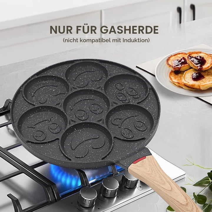 Bobikuke Smiley Pancake Pfanne, Antihaft Pancake Maker 7 Löcher Spiegelei-Pfanne für Kinder, 26 cm (
